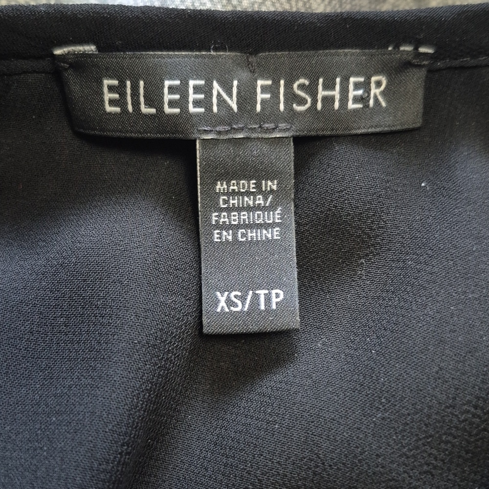 Eileen Fisher Accordian Pleated Sleeveless Shift Dress, Black, Size XS - Picture 11 of 12